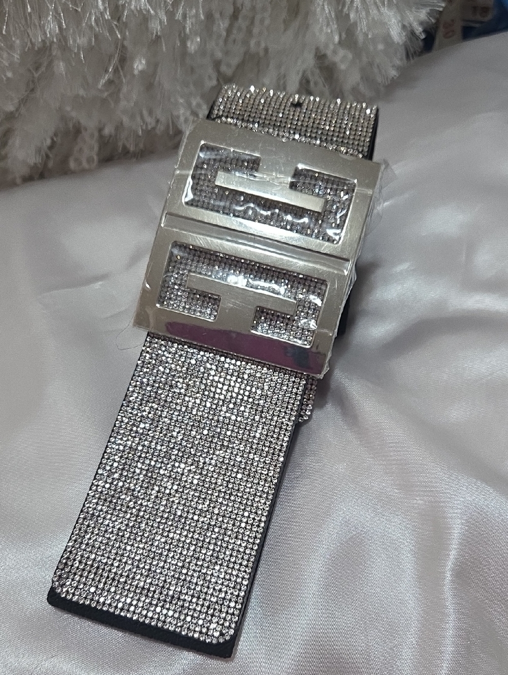 Silver Shiny Rhinestone Designer Belt for Women